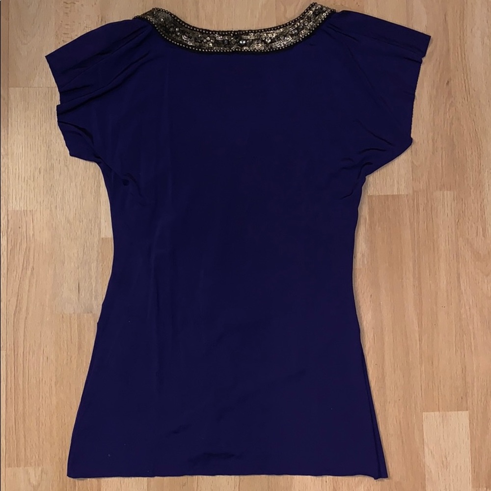 Royal Purple VELVET Brand Embellished Top - Picture 4 of 4